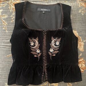 Disturbia Black Bustier Top with Floral Embroidery